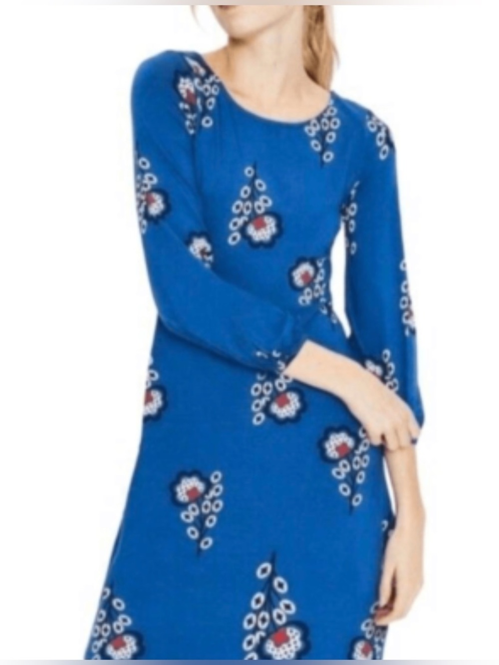 Boden Royal Blue Floral Long-Sleeve Dress